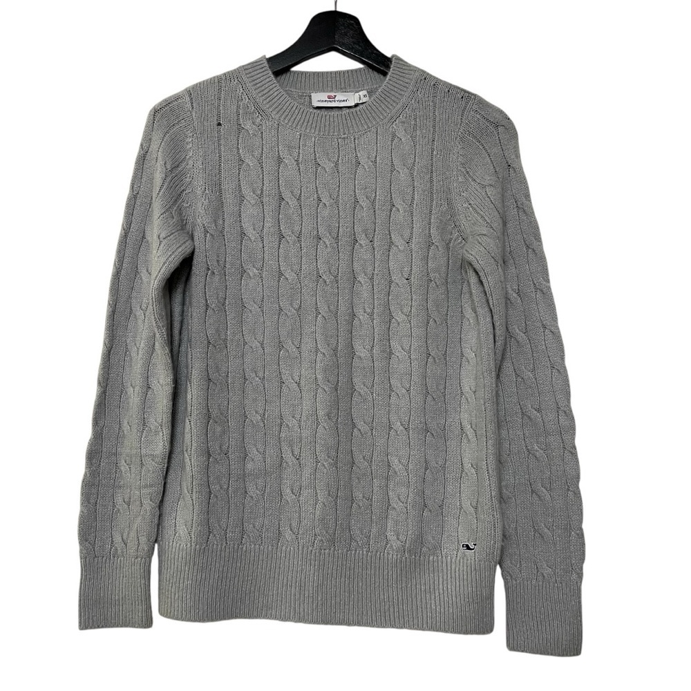 Vineyard Vines Cable Crewneck Sweater Grey Heather XS NWT Preppy Cozy Classic